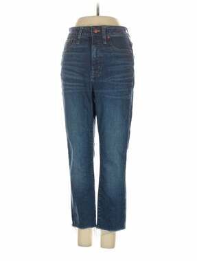 Madewell Curvy High-Rise Skinny Jeans in Blue Wash Raw Hem Size 26